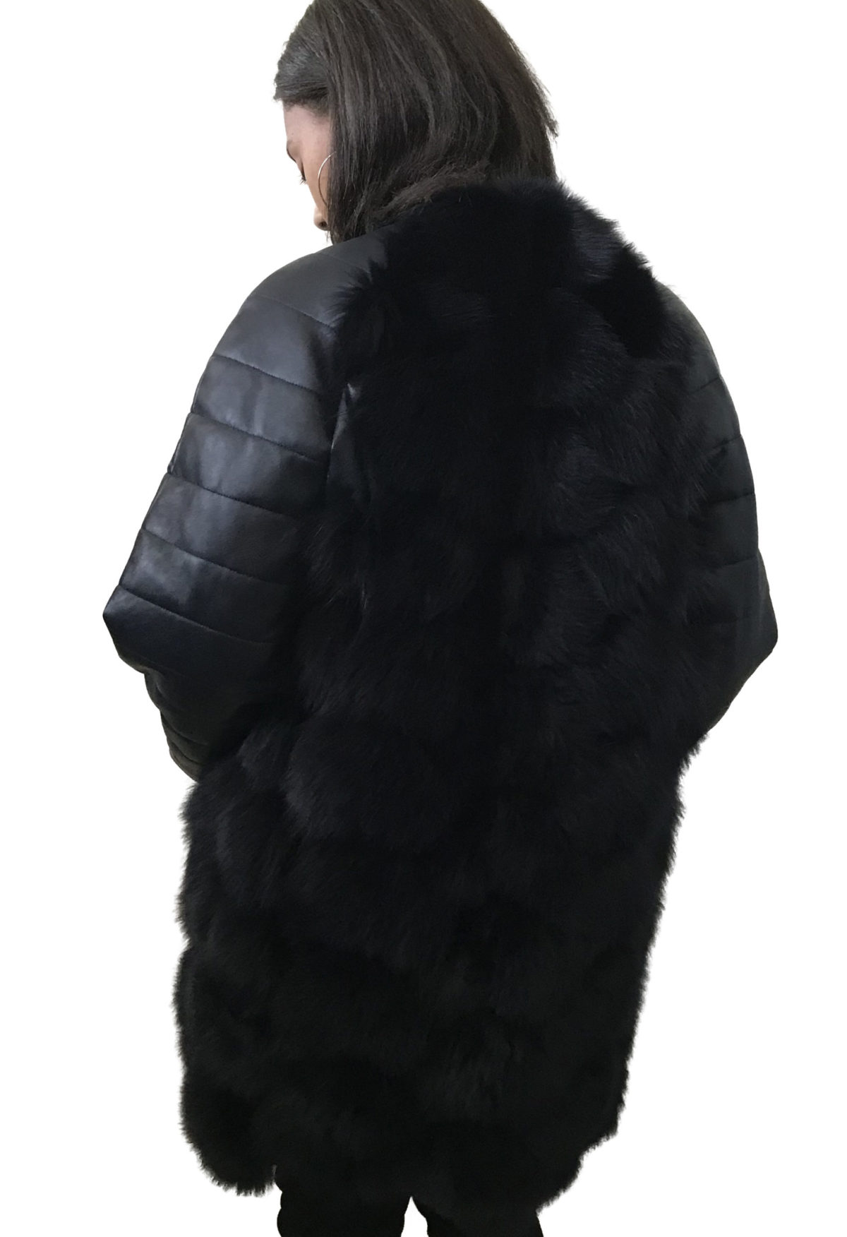 Navy Coat arctic fox fur and leather