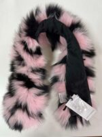 Cute Fluffy Pink Black Collar Fur fox for coat parka hood 75 cm  Handmade Products - Image 5