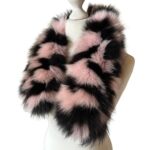Cute Fluffy Pink Black Collar Fur fox for coat parka hood 75 cm  Handmade Products