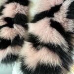 Cute Fluffy Pink Black Collar Fur fox for coat parka hood 75 cm  Handmade Products - Image 9
