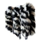 White Black Collar Fur fox for winter coat parka hood 75 cm For men and Women Handmade Products