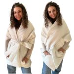 Long Lagre Wide Scarf Puffer 20x80 inch with 2 pocket and Belt. Cape around shoulders wrap. Winter quilted shawl. Warm padded scarf. Down puffy scarves.  Handmade Products